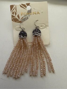 Pomina Champagne Beaded Tassel Earrings
